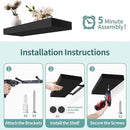 LaVie Home Floating Shelves, 47 Inch Wall Shelf Set of 2, Hanging Shelf with Invisible Brackets, Wall Decor for Bathroom, Bedroom, Living Room, Kitchen Storage,Classic Black by CozyNest Decor