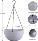 12 inch Large Hanging Planters for Indoor Outdoor Plants, 2 Pack Hanging Flower Pots with Drainage Holes and Chain for Garden Porch, Plastic Hanging Baskets for House Plants, Speckled Grey by CozyNest Decor