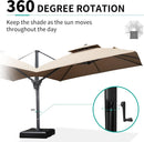 PURPLE LEAF 11FT Cantilever Outdoor Umbrellas Large Patio Umbrella Hanging Double Top Square Offset Umbrella with 360°Rotation Tilting Umbrella Outdoor Patio, Taupe by GreenHaven Gardens