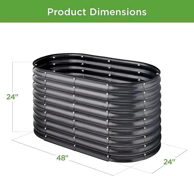 Best Choice Products 4x2x2ft Outdoor Metal Raised Garden Bed, Oval Deep Root Planter Box for Vegetables, Flowers, Herbs, and Succulents w/ 101 Gallon Capacity, Rubber Edge Guard - Charcoal, photo 7 of 7