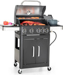 Captiva Designs 4-Burner Propane Gas BBQ Grill with Side Burner & Porcelain-Enameled Cast Iron Grates, 46,700 BTU Output for Outdoor Cooking Kitchen and Patio Backyard Barbecue, Black by GreenHaven Gardens