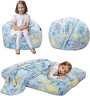 Bean Bag Chair for Kids, Toddler Beanbag Bed Unicorn, Convertible Children Bean Chair to Floor Mattress with Filler, Stuffed Child Bean Bags for Girl Boy Sleeping, Blue Dino by TinyTreasures Baby Boutique