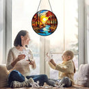 Sunrise Tree and River Landscape Stained Glass Suncatcher for Window Hanging - Sunrise Painting Sun Catcher Window Ornaments with Metal Chain and Hook - Decor Gift for Mom Wife Husband Nature Lovers by GreenHaven Gardens