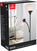 GLOBE Electric 67135 72" Torchiere Floor Lamp and Adjustable Reading Light, Matte Black, Frosted Shade, Dual Rotary Switch, 3-Step Dimming, Modern Lighting for Living Room or Office by CozyNest Decor