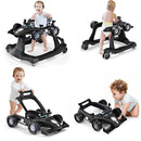 HONEY JOY 4-in-1 Baby Walker, Activity Push Walker w/3 Adjustable Heights, Smooth Wheels w/Adjustable Speed, Padded Seat, Music & Light, Foldable Car Walker for Baby Boys Girls Age 6 Months+ (Black) by TinyTreasures Baby Boutique