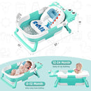 MoreFeel Collapsible Baby Bathtub for Newborn with Thermometer & 1 Hooded Towel & 1 Soft Floating Cushion,Portable Travel Bathtub with Drain Hole, Durable Foldable Baby Tubs for Infants to Toddler by TinyTreasures Baby Boutique