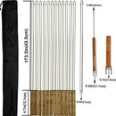 12 Pack Kebab Skewers 22 Inch Stainless Steel Grilling BBQ Skewer Reusable Barbecue Skewers Flat Stick with Wood Handle,Ideal for Koubideh Brazilian Chicken Shrimp Turkish Shish Kabob by GreenHaven Gardens