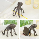 Sungmor Cast Iron Octopus Statue, Decorative Bookend, Cute Sculpture on Bookshelf or Desk, Creative Cell Phone Holder, Octopus Stand for Tablet, Black Brown by CozyNest Decor