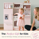Tiny Land Play Kitchen for Kids, Upgraded Wooden Kitchen Toy with Complete Play Areas, Pretend Cooking Set with Sink, Stove, Microwave, Toy Coffee Station & Storage for Kids Ages 3+ by TinyTreasures Baby Boutique