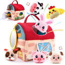 Baby Toys 6-12 Months – Montessori Sensory Barn with Plush Farm Animals, Rattles, Crinkle & Mirror – 1st Birthday Gift or Easter Basket Stuffer for Babies by TinyTreasures Baby Boutique