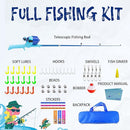 Kids Fishing Pole, Telescopic Fishing Rod, Toddler Collapsible Fishing Rod and Reel Combo with Tackle Box, Fishing Line, Bobber, and Soft Lures for Boy, Girl, Youth, Beginner, Over 4 Years Old by TinyTreasures Baby Boutique