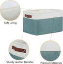 DULLEMELO Storage Baskets for Organizing,Rectangular Fabric Storage Bins with Handles for Office,Bedroom(3-Pack -15 inch X 11 inch X 9.5 inch, White&Dark Green) by TinyTreasures Baby Boutique