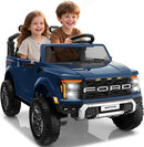 24V Ride on Car Licensed Ford F-150 Raptor, Kids Electric Car with Remote Control, LED Light/Music/MP3, Truck Bed Storage, 3-Point Seat Belt (24V, Blue) by TinyTreasures Baby Boutique
