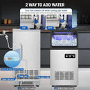 Commercial Ice Maker Machine 120 LBS/24H, 40 Ice Trays Freestanding & Undercounter Ice Machine Stainless Steel with 20 LBS Ice Storage Capacity, Ice Maker with Water Line and Filter, Dual Water Inlet by CozyNest Decor