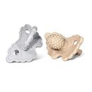 RaZbaby RaZberry Silicone Teether Pacifier – Teething Relief for Infants, Food-Grade, BPA-Free, Hands-Free, Natural Berrybumps Fruit Texture for Sensory Development, Freezable, 2-Pack - Tan & Grey by TinyTreasures Baby Boutique