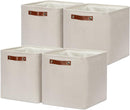 DULLEMELO Baskets For Organizing, Cube Storage Bins 12x12 Storage for Toys, Books and Clothes, Foldable Storage Bin for Office, Home, Shelves, Closets Organizing(4 Pack - 12" Beige) by TinyTreasures Baby Boutique