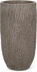 Christopher Knight Home Jorine Lightweight Concrete Planter, Cast Stone Plant Pot, Large Garden Urn, Patio Texture Finish Flower Pot for Balcony Backyard Poolside, No Assembly Needed, 27" H Brown by CozyNest Decor