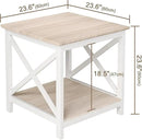 ChooChoo End Table, 24 Inch End Table with 2-Tier Storage Shelf, Side Table for Living Room, Wood Nightstand for Bedroom, Office, Oak by CozyNest Decor