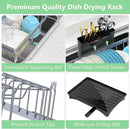 LEMIKKLE Expandable Dish Drying Rack- Space-Saving Dish Rack, Dish Drainers for Kitchen Counter with a Cutlery Holder, Over The Sink Dish Racks Fit for 14’’-19’’ Kitchen Sink Grey by CozyNest Decor