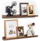 Fun Memories Picture Ledge Shelf, 24 Inch Floating Shelves Set of 2, Nursery Book Shelves for Toys Storage, Kids Bookshelf Wall Mounted for Wall Decor Books Photo Frames, Walnut by CozyNest Decor