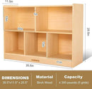 wingyz Wood Storage Shelf Organizer, 35.4" L, 5-Section Montessori Kids Toy & Book Shelf, Wooden Cabinet for Kids Rooms, Playroom, Classroom, Nursery, Preschool Furniture - Nature by CozyNest Decor