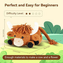Crochet Kit for Beginners, Learn to Crochet, Include Easy Knitting Soft Yarn, Step-by-Step Video Tutorial, Hook, Holiday Birthday Gift for Adults and Kids(Highland Cow) by TinyTreasures Baby Boutique