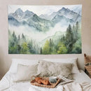 HZOHNAGO Mountain Tapestry Misty Green Forest Mountain Pattern Printed Wall Tapestry Wall Hanging for Bedroom Living Room Dorm 90" W x 60" H by CozyNest Decor