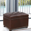 24'' Leather Storage Ottoman Rectangular Foot Rest Stool with Nailhead Trim for Bedroom Living Room(Dark Brown) by CozyNest Decor
