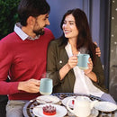 Hasense 15 Ounce Porcelain Coffee Mugs Set of 4 with Large Handle Perfect for Coffee, Tea, Milk, Chocolate and Latte, Unqiue Glaze Ceramic Coffee Cups Set for Man and Woman, Sky Blue by CozyNest Decor