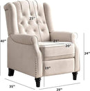 CANMOV Push Back Recliner Chair Set of 2, Elizabeth Fabric Recliner with Tufted Back Home Theater Seating w/Padded Seat and Nailhead Trim, Wooden Legs, Adjustable Single Sofa，White by CozyNest Decor