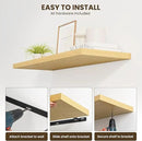 24" Floating Shelves for Wall, 12" Deep Slim Oak Floating Shelves, Wall-Mounted Shelves for Bedroom, Living Room, Kitchen, Bathroom - Set of 2 by CozyNest Decor