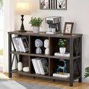 FATORRI Rustic 6 Cube Storage Organizer with Shelf, Wood and Metal Cubby Bookcase, Industrial Horizontal Bookshelf for Living Room, Home Office (Walnut Brown, 47 Inch) by CozyNest Decor