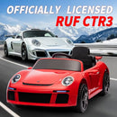 Licensed RUF CTR3 12V Kids Electric Car with Parent Remote Control, 2 Motors, 3 Speeds, LED Lights, MP3 Player | Battery Powered Ride-On Toy for Kids to Drive - Red by TinyTreasures Baby Boutique