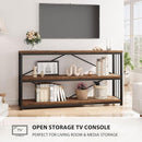 LVB Industrial Console Entryway Table, Metal Wood Rustic Sofa Table with Storage, Farmhouse 3 Tier Shelf Long Hallway Foyer Entry Tables Behind Couch for Home Living Room Entryway, Rustic Brown, 55 In by CozyNest Decor