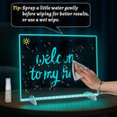 LED Drawing Board with Colors –13.7x9.84 Inch Acrylic Light-Up Message Board, Includes 7 Markers, Adapter, Stand, Hanging Chain, Soft Cloth, Spray Bottle, for Home, Office, Kitchen, and Bedroom by TinyTreasures Baby Boutique