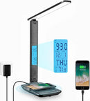 LAOPAO Desk Lamp with Wireless Charger: USB Charging Port, Table Lamp with Clock, Desk Lamps for Home Office College Dorm Room Essentials by CozyNest Decor