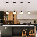 Pendant Light Fixtures Kitchen: Matte Black Farmhouse Island Light with Clear Glass - 6 Inch Mid Century Globe Kitchen Lighting Chandeliers Ceiling for Dining Room by CozyNest Decor
