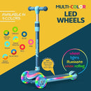 3-Wheel Kids Scooter with Multi-Color Lights on Deck & Wheels – 5-Height Adjustable Handlebar, Wide Anti-Slip Deck, Child Safety Certified, Boys & Girls Ages 3+ Supports Up to 150 lbs by TinyTreasures Baby Boutique