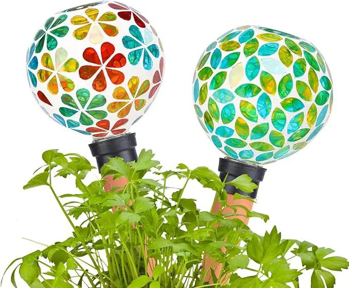 Plant Watering Globes Mosaic Self Watering Stakes 2 Pack Large Self Watering Planter Insert Automatic Watering Device Outdoor Indoor Decoration, photo 6 of 8