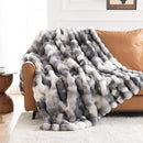 Cozy Faux Fur Throw Blanket for Bed Warm Fuzzy Throw Blanket, Soft Plush Thick Bubble Blankets for Bedroom and Living Room, Furry Luxury Blanket, 90 x 90,Tie-Dye Grey by CozyNest Decor