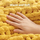 Chunky Knit Throw Blanket, 60''*80'' Knitted Throw Chenille Yarn for Bed Couch, Handmade Yellow Crochet Big Thick Blanket, Machine Washable Cute Comfy Blanket for Home Decor by CozyNest Decor