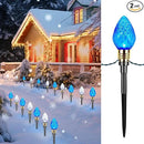Brightown 2 Pack Strawberry C9 Pathway Lights Outdoor - Total 34.8 Feet 20 LED C9 Walkway Lights, Christmas Outside Decorations for Lawn Holiday, Blue & Pure White by GreenHaven Gardens
