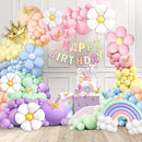 219Pcs Daisy Balloon Arch Garland Kit - Pastel Rainbow Balloons Arch Kit with Daisy Balloons,Banner,Cake Toppers,12 3D Butterfly, for Birthday Party, Baby Shower, Flower Themed Party Decorations by TinyTreasures Baby Boutique