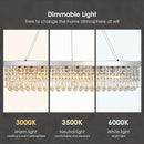 Siljoy Modern Rectangular Crystal Chandelier, 47" Rectangle Raindrop Hanging Ceiling Pendant Light Fixture Adjustable Height for Kitchen Island Dining Room, Polished Chrome Finish, L47 x W10 x H10 by CozyNest Decor