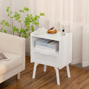 Lerliuo Rattan Nightstands Set of 2, Side Table with Drawer Open Shelf, Cane Accent Bedside End Table with Solid Wood Legs, Mid Century Modern Night Stand for Bedroom, Dorm and Small Spaces (White) by CozyNest Decor