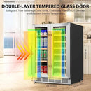 24 Inch Dual Zone Wine and Beverage Refrigerator, Built-in or Freestanding Cooler with French Doors, Drink Fridge with Upgraded Compressor for Beer, Wine, and Soda by CozyNest Decor