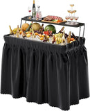 Outdoor Ice Cooler Folding Table with Extra Storage Shelf,Ice Tables for Parties with Drain,Cooler Server for Camping, Picnic, Wedding, BBQ, Black by GreenHaven Gardens