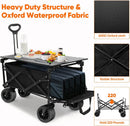 Collapsible Wagon with Table and Canopy, Large Capacity Wagons Carts, Beach Wagon with Big Wheels, Heavy Duty Beach Car Utility Wagon for Outdoor Park, Shopping, Sports, Camping, Garden by GreenHaven Gardens