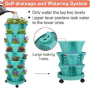 Vertical Planter 7 Tier Stackable Planters Garden Planters Strawberry Herb Flower and Vegetable Planter Indoor Outdoor Gardening Pots with Removable Wheels and Tools by GreenHaven Gardens