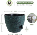 12 inch Large Self Watering Pots for Indoor Outdoor Plants, Flower Plant Pots with Mesh Drainage Holes for Garden House Plants, Plastic Planters for Home Plants, Black with Green Speckles by GreenHaven Gardens